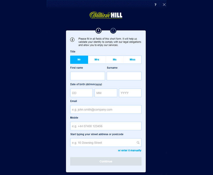 William Hill registration